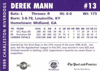 1999 Charleston RiverDogs #NNO Derek Mann Back