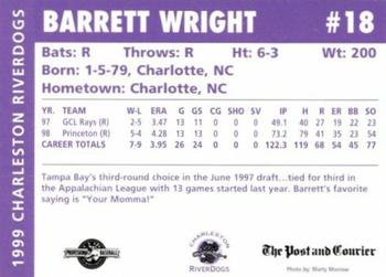 1999 Charleston RiverDogs #NNO Barrett Wright Back