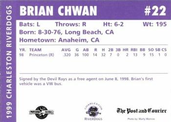 1999 Charleston RiverDogs #NNO Brian Chwan Back