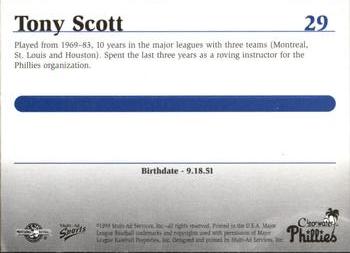1999 Multi-Ad Clearwater Phillies #29 Tony Scott Back