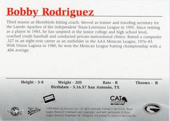 1999 Multi-Ad Delmarva Shorebirds #NNO Bobby Rodriguez Back