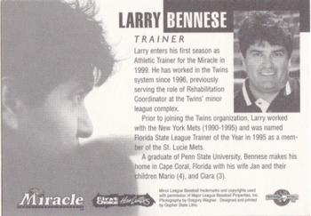 1999 Fort Myers Miracle #NNO Larry Bennese Back