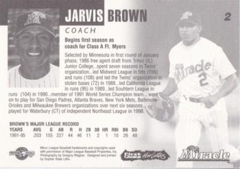 1999 Fort Myers Miracle #NNO Jarvis Brown Back