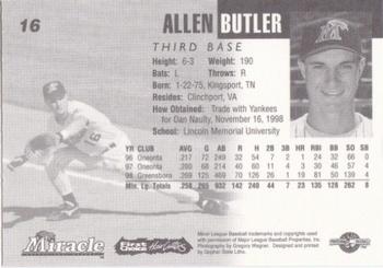 1999 Fort Myers Miracle #NNO Allen Butler Back