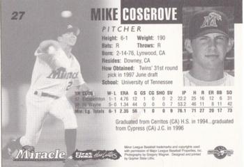 1999 Fort Myers Miracle #NNO Mike Cosgrove Back