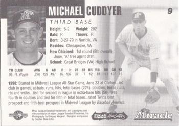 1999 Fort Myers Miracle #NNO Michael Cuddyer Back
