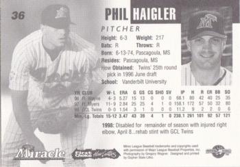 1999 Fort Myers Miracle #NNO Phil Haigler Back