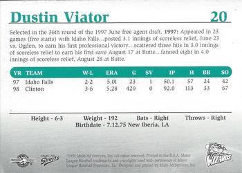 1999 Multi-Ad Fort Wayne Wizards #NNO Dustin Viator Back