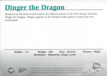 1999 Multi-Ad Fort Wayne Wizards #NNO Dinger The Dragon Back