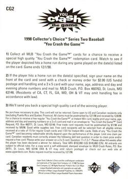 1998 Collector's Choice - You Crash the Game #CG2 Travis Lee  Back
