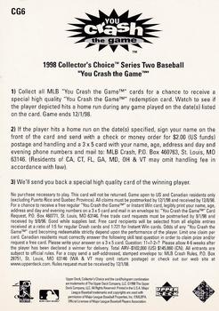 1998 Collector's Choice - You Crash the Game #CG6 Tim Salmon Back