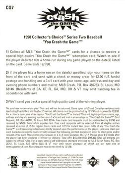 1998 Collector's Choice - You Crash the Game #CG7 Vinny Castilla Back