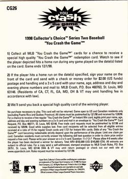 1998 Collector's Choice - You Crash the Game #CG26 Tino Martinez Back