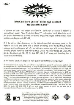 1998 Collector's Choice - You Crash the Game #CG27 Chipper Jones  Back