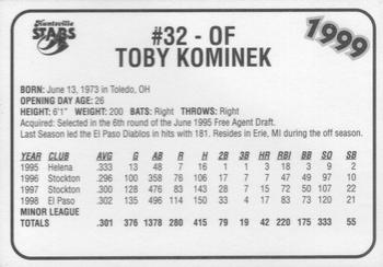 1999 Huntsville Stars #NNO Toby Kominek Back