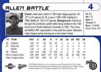 1999 Multi-Ad Iowa Cubs #4 Allen Battle Back