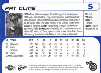 1999 Multi-Ad Iowa Cubs #5 Pat Cline Back