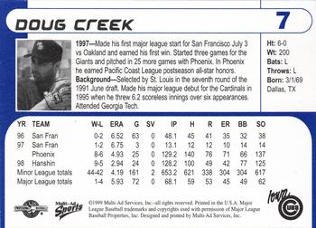 1999 Multi-Ad Iowa Cubs #7 Doug Creek Back