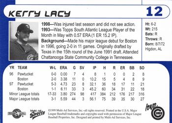 1999 Multi-Ad Iowa Cubs #12 Kerry Lacy Back