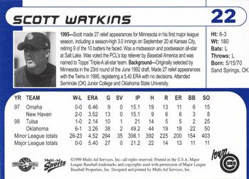 1999 Multi-Ad Iowa Cubs #22 Scott Watkins Back
