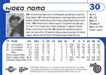 1999 Multi-Ad Iowa Cubs #30 Hideo Nomo Back