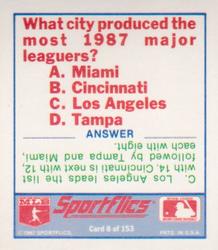 1988 Sportflics - Team Logo Trivia #8 Trivia Baseball Quiz Back