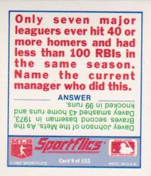1988 Sportflics - Team Logo Trivia #9 Trivia Baseball Quiz Back