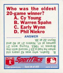 1988 Sportflics - Team Logo Trivia #16 Trivia Baseball Quiz Back