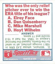 1988 Sportflics - Team Logo Trivia #22 Trivia Baseball Quiz Back