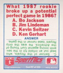1988 Sportflics - Team Logo Trivia #97 Trivia Baseball Quiz Back