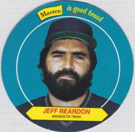 1988 Master Bread Discs Minnesota Twins #NNO Jeff Reardon Front