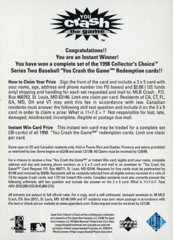 1998 Collector's Choice - You Crash the Game Instant Winner #NNO Larry Walker Back