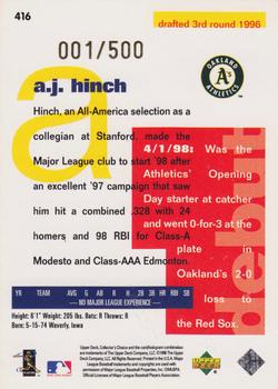 1998 Collector's Choice - Prime Choice Reserve #416 A.J. Hinch Back