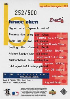 1998 Collector's Choice - Prime Choice Reserve #418 Bruce Chen Back