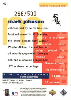 1998 Collector's Choice - Prime Choice Reserve #421 Mark Johnson Back
