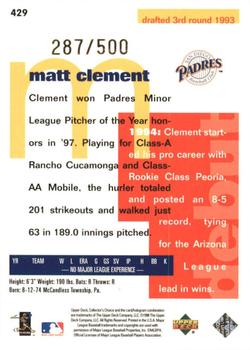 1998 Collector's Choice - Prime Choice Reserve #429 Matt Clement Back