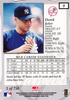 1998 Donruss Elite - Aspirations #8 Derek Jeter Back