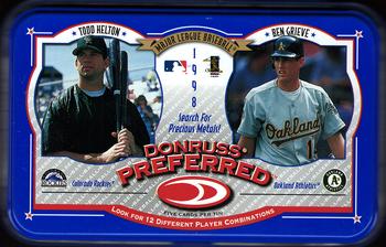 1998 Donruss Preferred - Tin Packs Double-Wide #1 Todd Helton / Ben Grieve Front