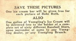 1928 Yuengling's Ice Cream (F50) #2 Walter Ruether Back