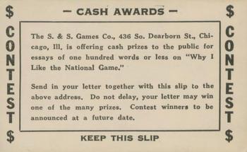 1936 S&S Games The National Game #NNO Contest Instructions Front