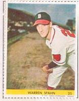 1949 Eureka Sportstamps #25 Warren Spahn Front