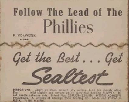 1949 Sealtest Philadelphia Phillies Stickers #NNO Bill Nicholson Back