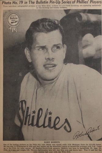 1950 Philadelphia Bulletin Pin-Ups Philadelphia Phillies #NNO Robin Roberts Front