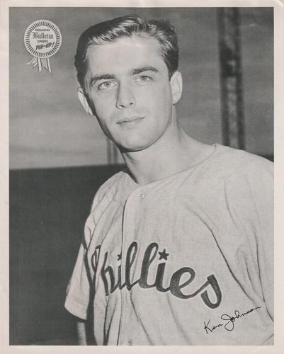1950 Philadelphia Bulletin Pin-Ups Philadelphia Phillies #NNO Ken Johnson Front