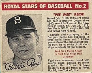 1950-52 Royal Stars of Baseball #2 Pee Wee Reese Front