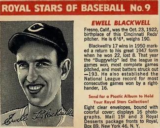 1950-52 Royal Stars of Baseball #9 Ewell Blackwell Front