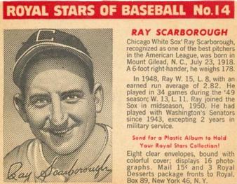1950-52 Royal Stars of Baseball #14 Ray Scarborough Front