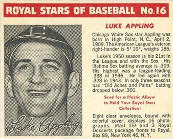 1950-52 Royal Stars of Baseball #16 Luke Appling Front
