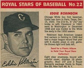 1950-52 Royal Stars of Baseball #22 Eddie Robinson Front
