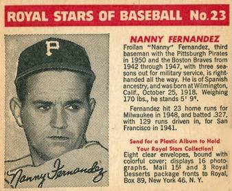 1950-52 Royal Stars of Baseball #23 Nanny Fernandez Front